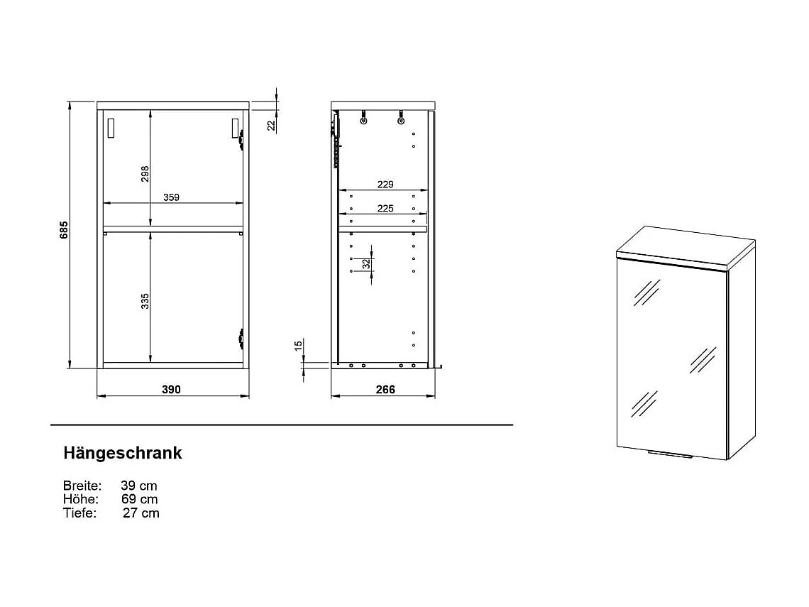 Germania Armoire murale de salle de bain GW-Pescara Blanc et chêne
