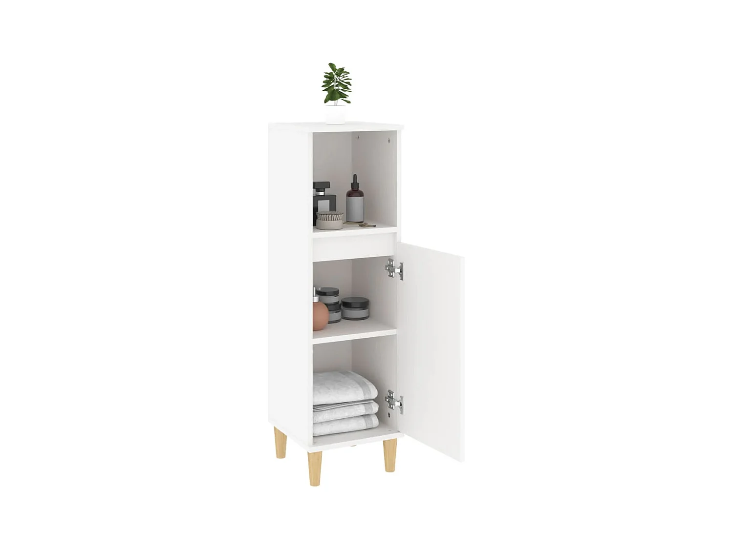 Weißer Badezimmerschrank 30x30x100 cm aus Holzwerkstoff