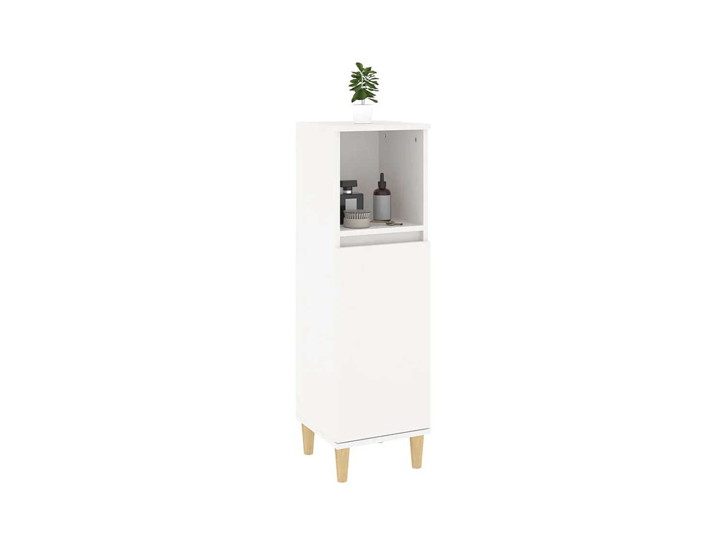 Weißer Badezimmerschrank 30x30x100 cm aus Holzwerkstoff