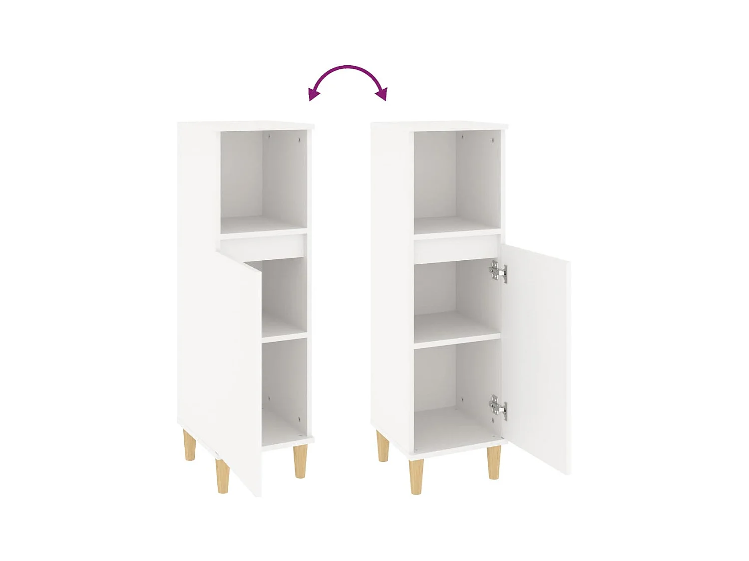Weißer Badezimmerschrank 30x30x100 cm aus Holzwerkstoff