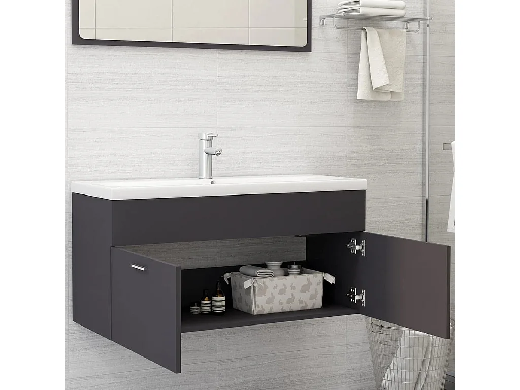 Armoire d'évier Gris 100x38,5x46 cm Bois d’ingénierie