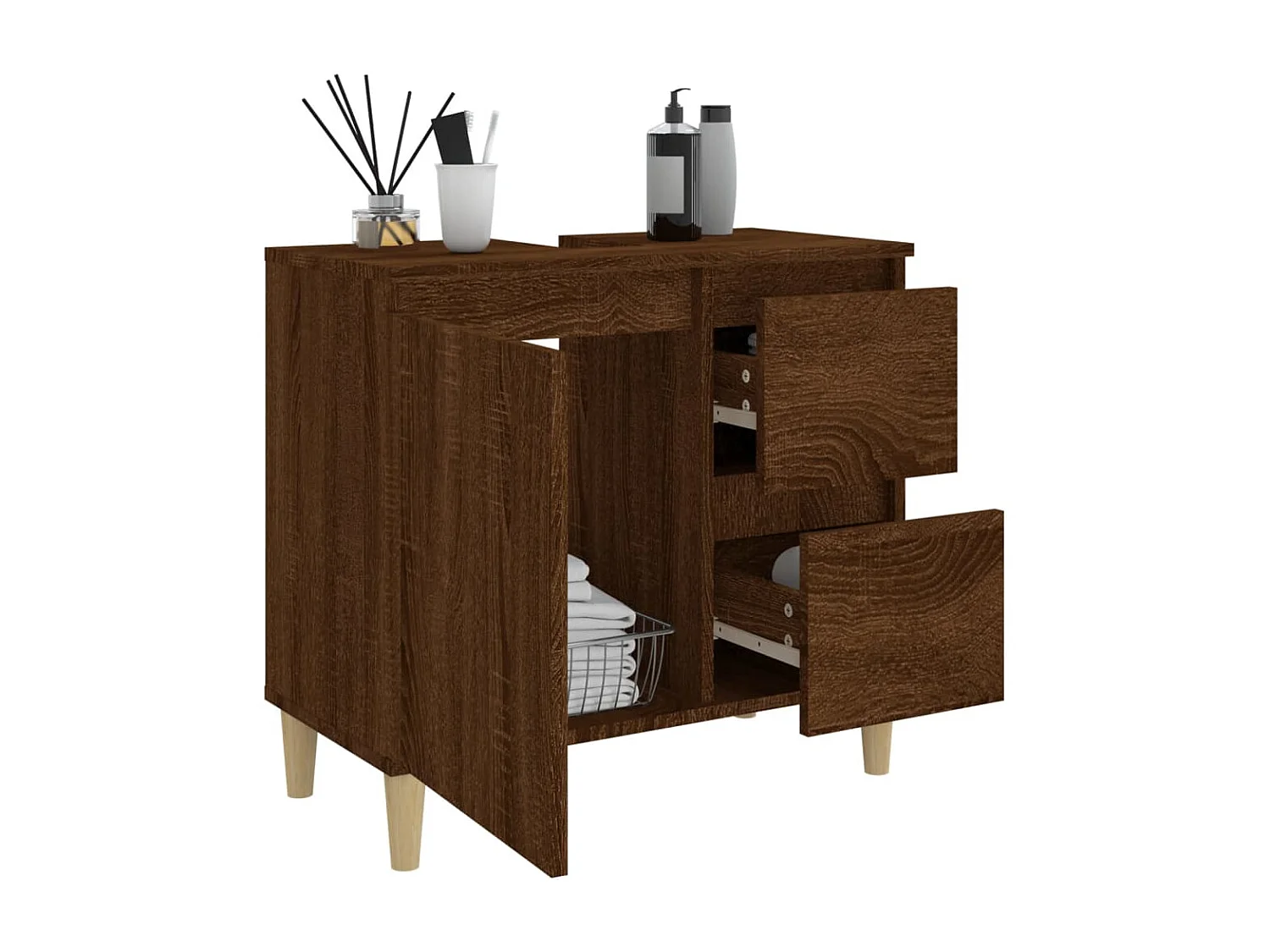 Armoire de bain chêne marron 65x33x60 cm bois d'ingénierie