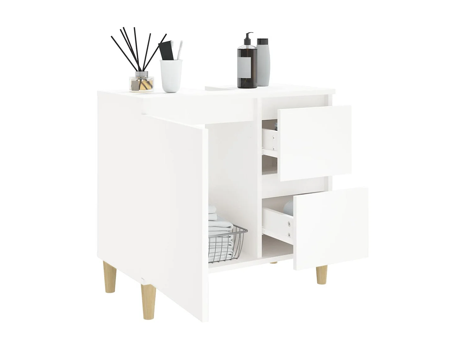 Mobile da bagno bianco 65x33x60 cm in derivati del legno