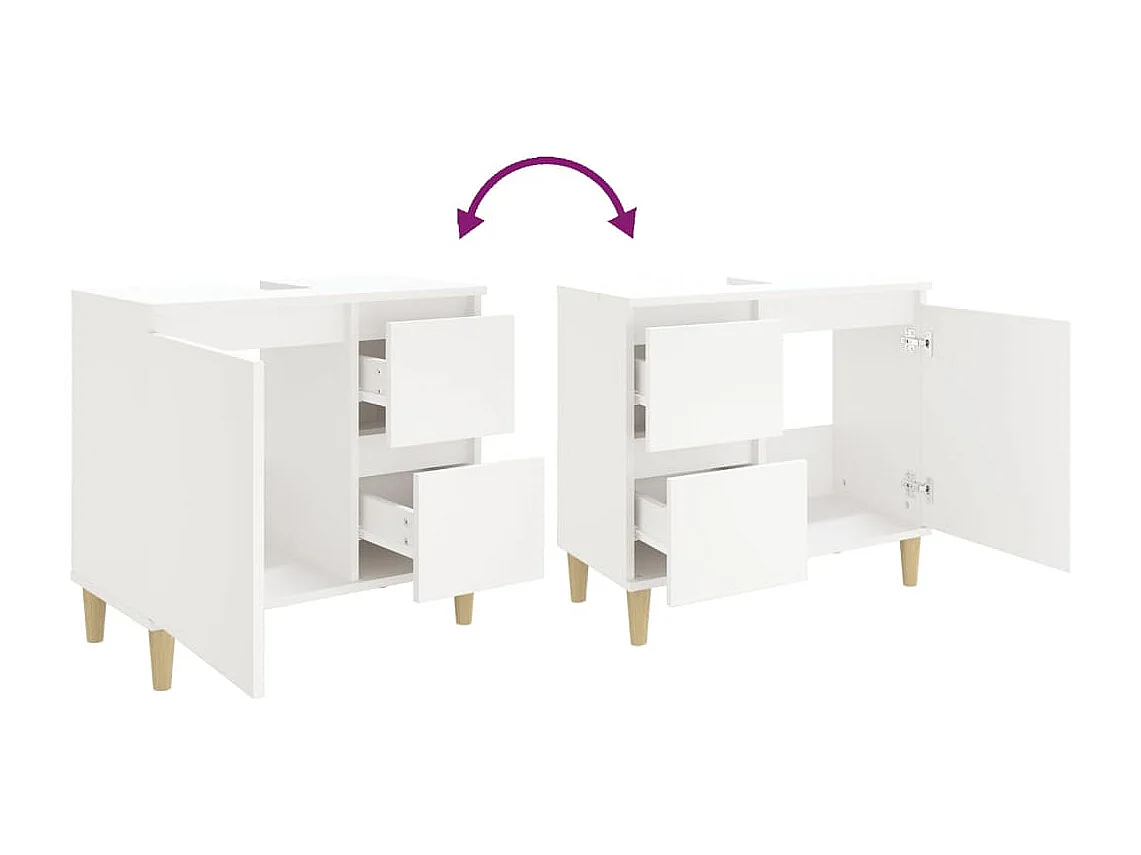 Armoire de salle de bain blanc 65x33x60 cm bois d'ingénierie