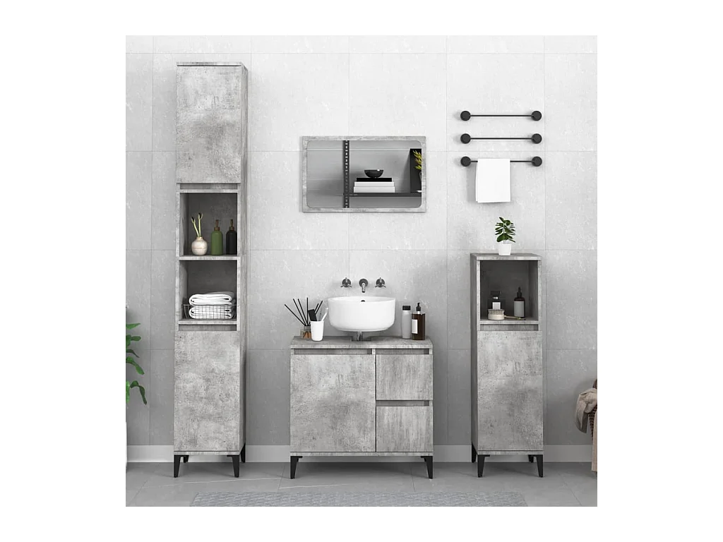 Mobile da bagno grigio cemento 30x30x190 cm