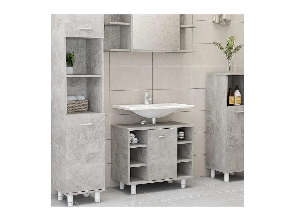 Armoire de salle de bain Gris béton Bois d’ingénierie