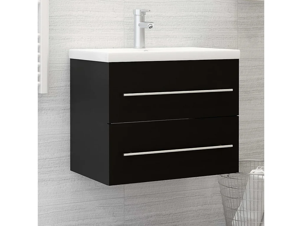 Armoire d'évier Noir 60x38,5x48 cm Bois d’ingénierie