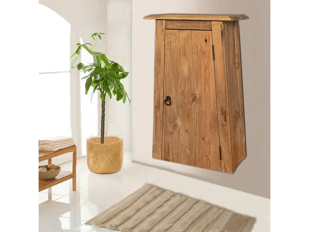 Armoire latérale de salle de bain Pin massif 42x23x70 cm