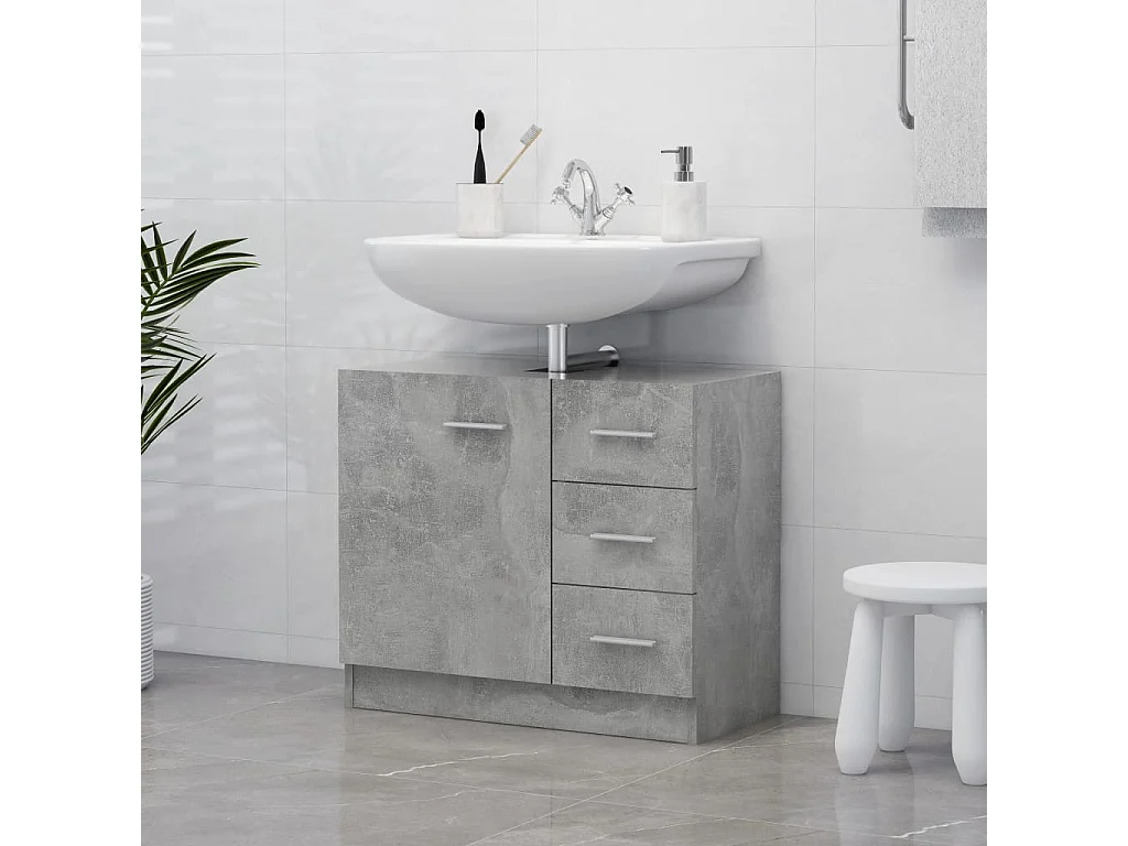 Armoire d'évier Gris béton 63x30x54 cm Aggloméré