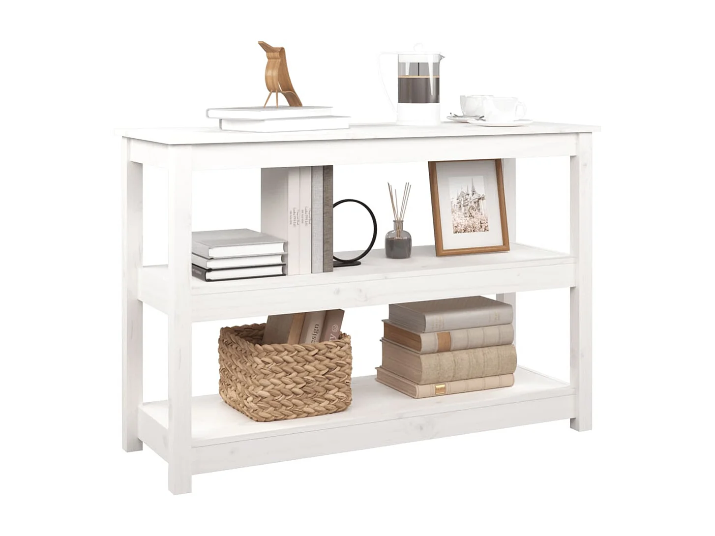 Mesa consola Blanco 110x40x74 cm Madera maciza de pino