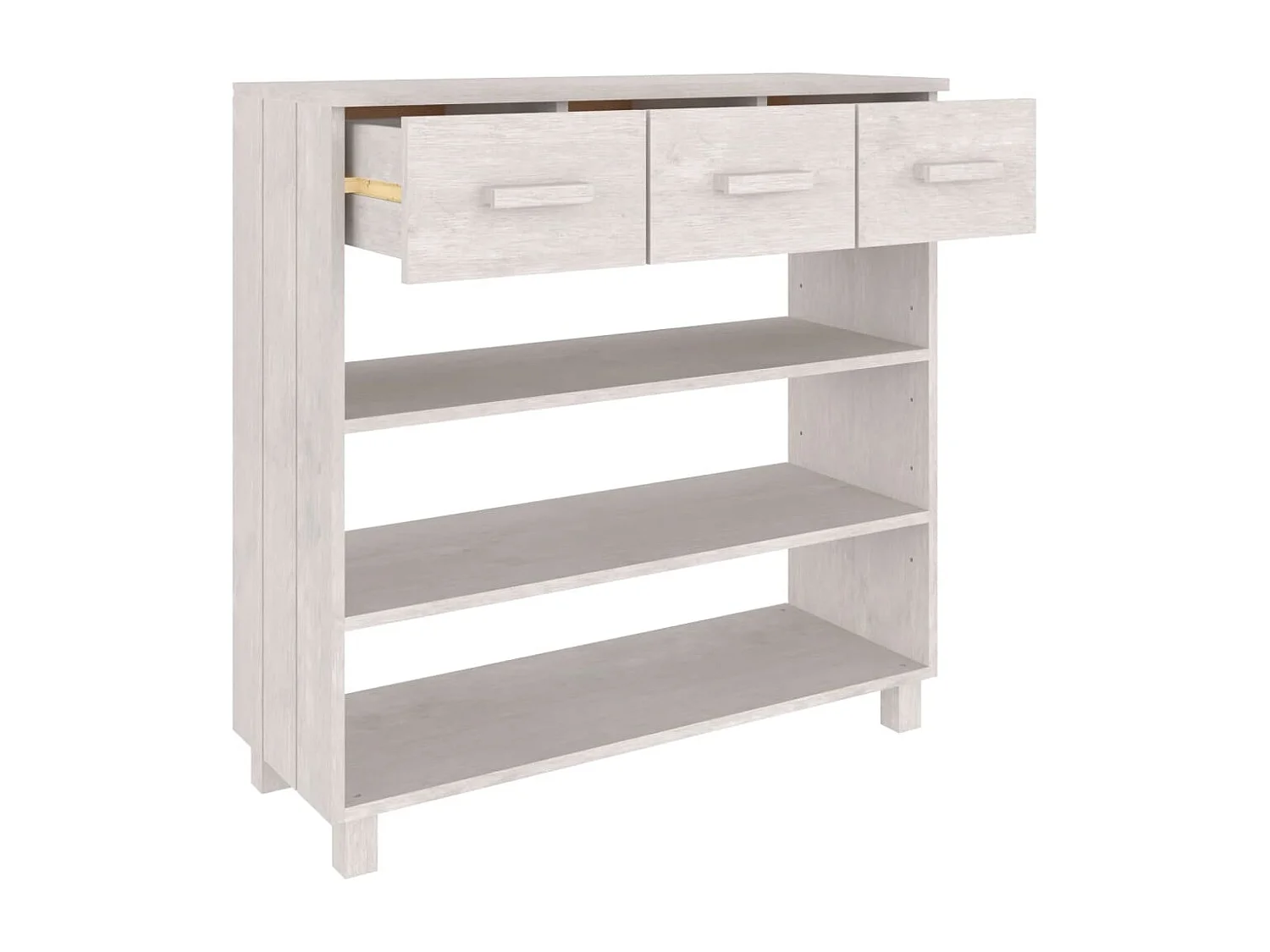 Tavolo consolle HAMAR bianco 90x35x90 cm Legno di pino massiccio
