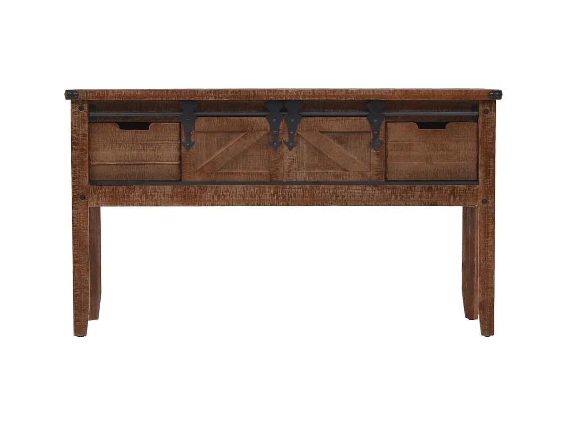 Consoletafel Massief dennenhout 131 x 35,5 x 75 cm Bruin
