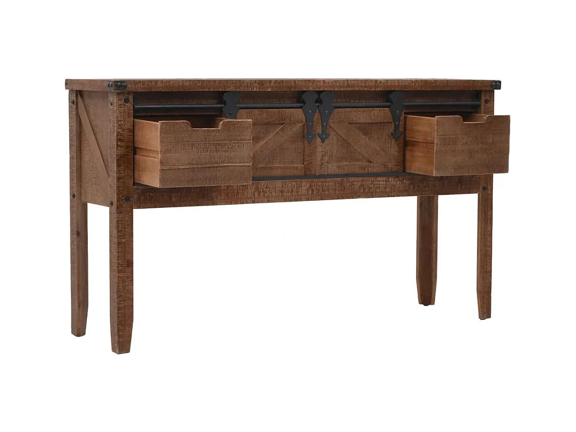Consoletafel Massief dennenhout 131 x 35,5 x 75 cm Bruin