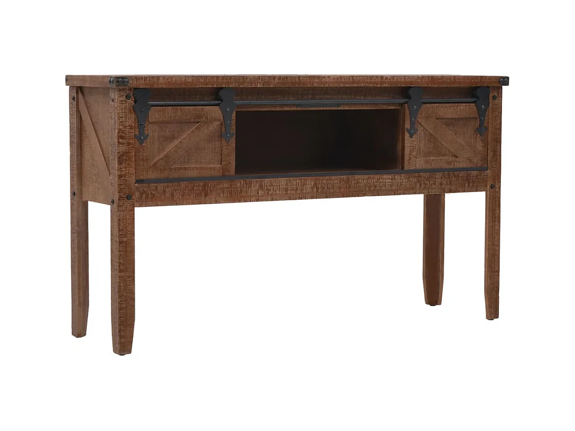 Consoletafel Massief dennenhout 131 x 35,5 x 75 cm Bruin