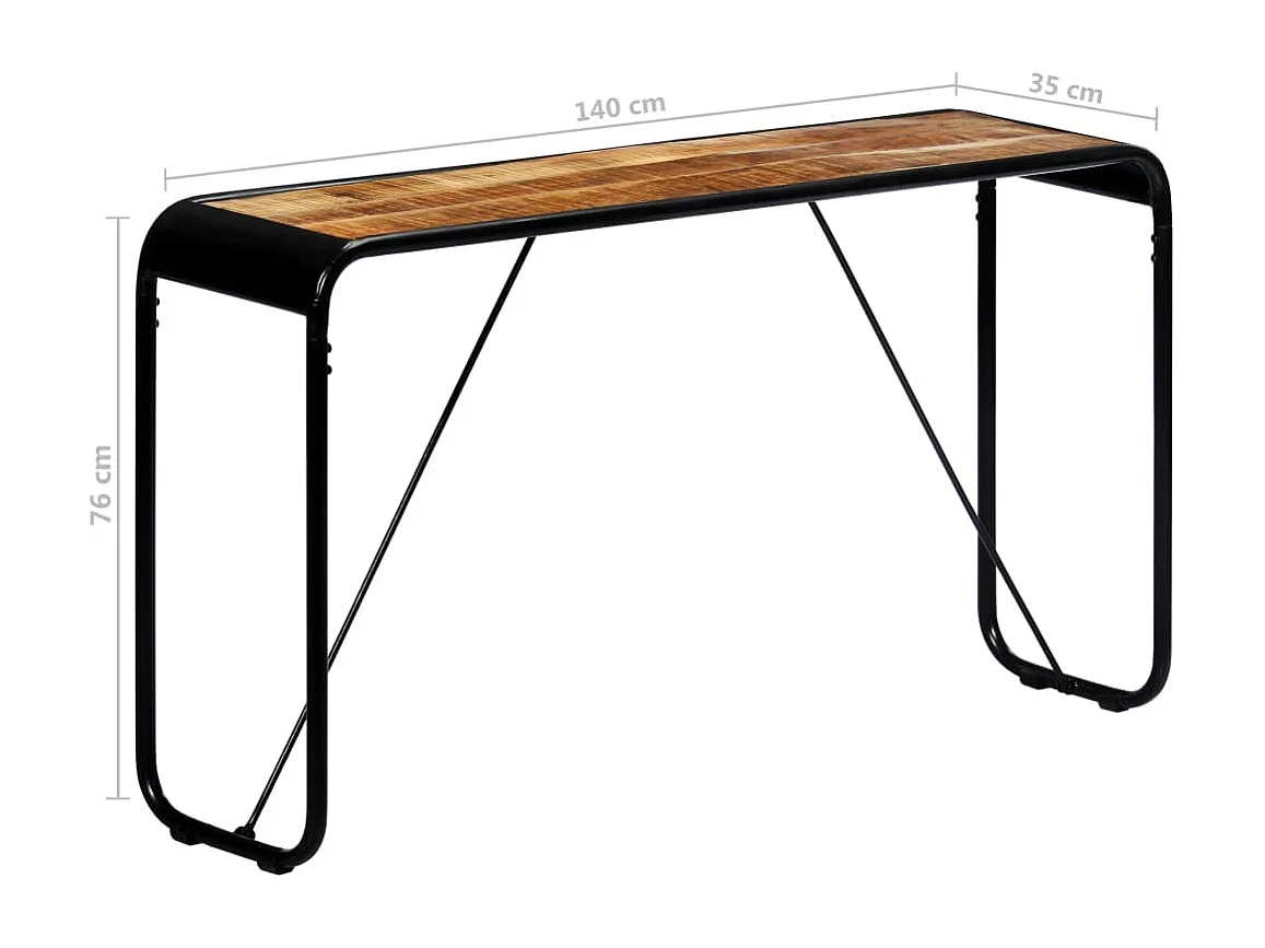 Mesa consola 140 x 35 x 76 cm Madeira de mangueira maciça crua