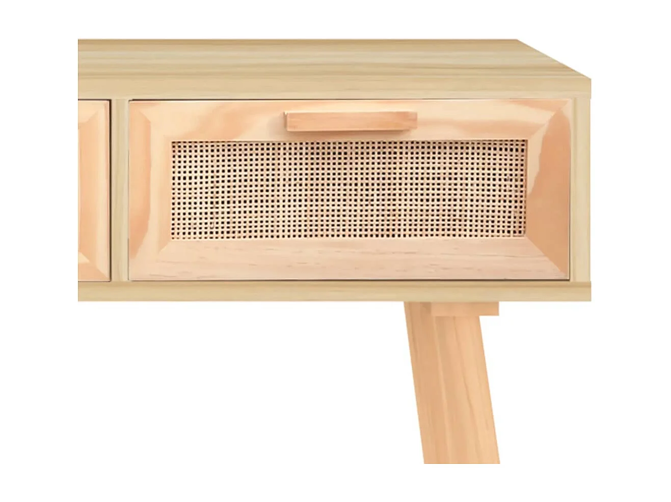 Mesa consola castanha 105x30x75cm Madeira maciça de pinho/rattan natural