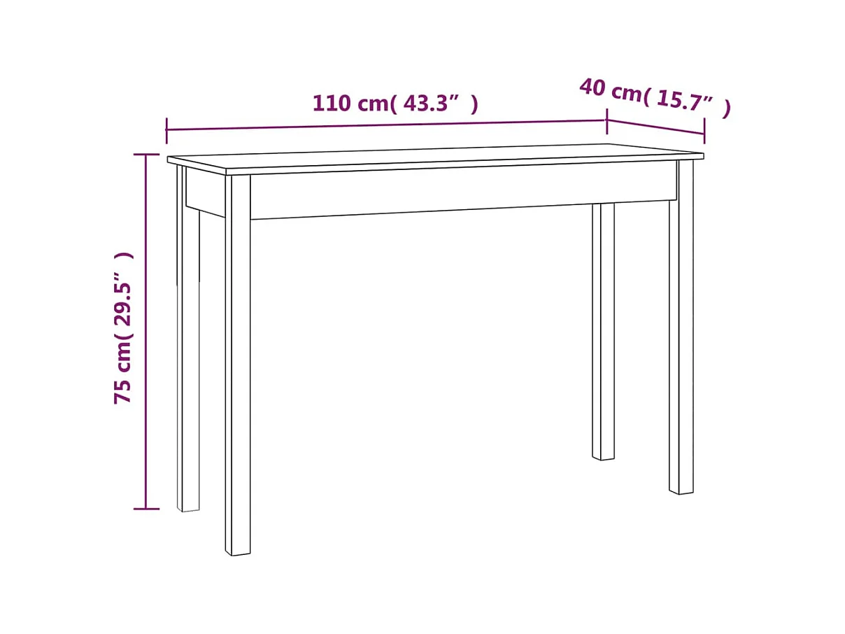 Consoletafel 110x40x75 cm Massief grenenhout