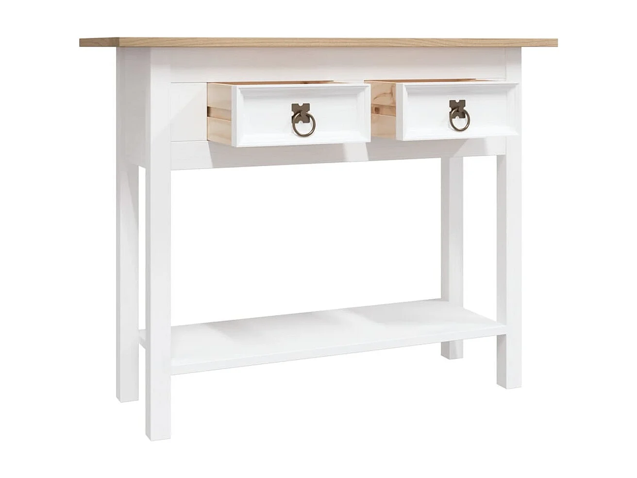 Table console Gamme Corona Pin mexicain Blanc 90x34,5x73 cm