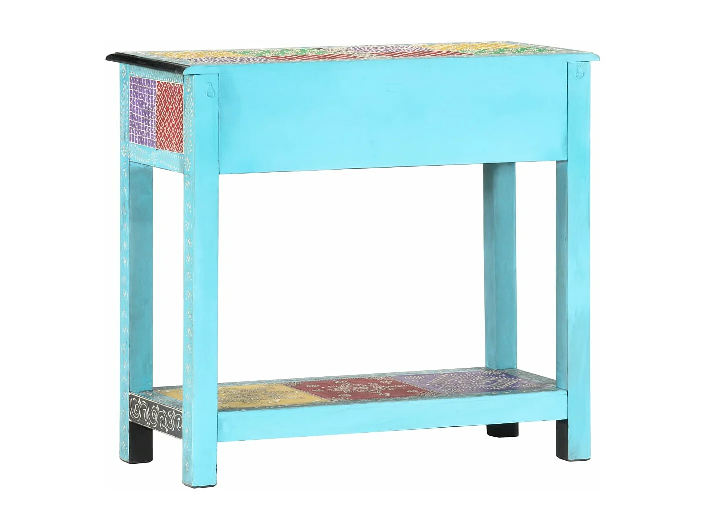 Table console peinte à la main 80x35x75 cm Bois de manguier