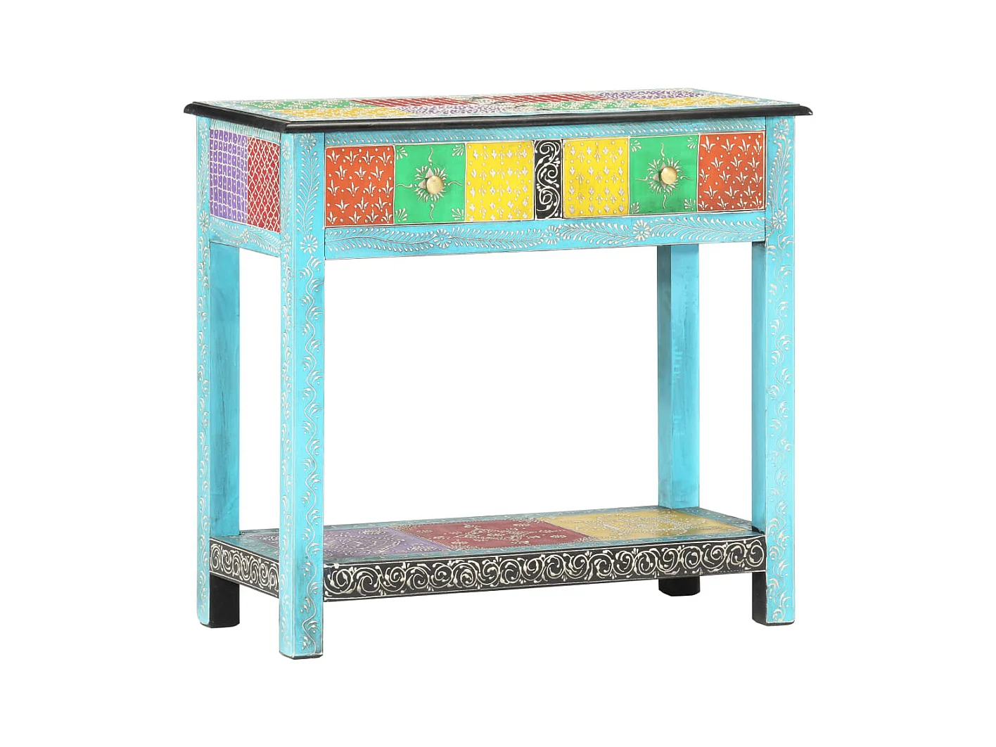 Handbeschilderd consoletafel 80x35x75 cm Mangohout