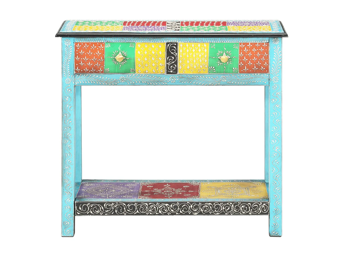 Table console peinte à la main 80x35x75 cm Bois de manguier