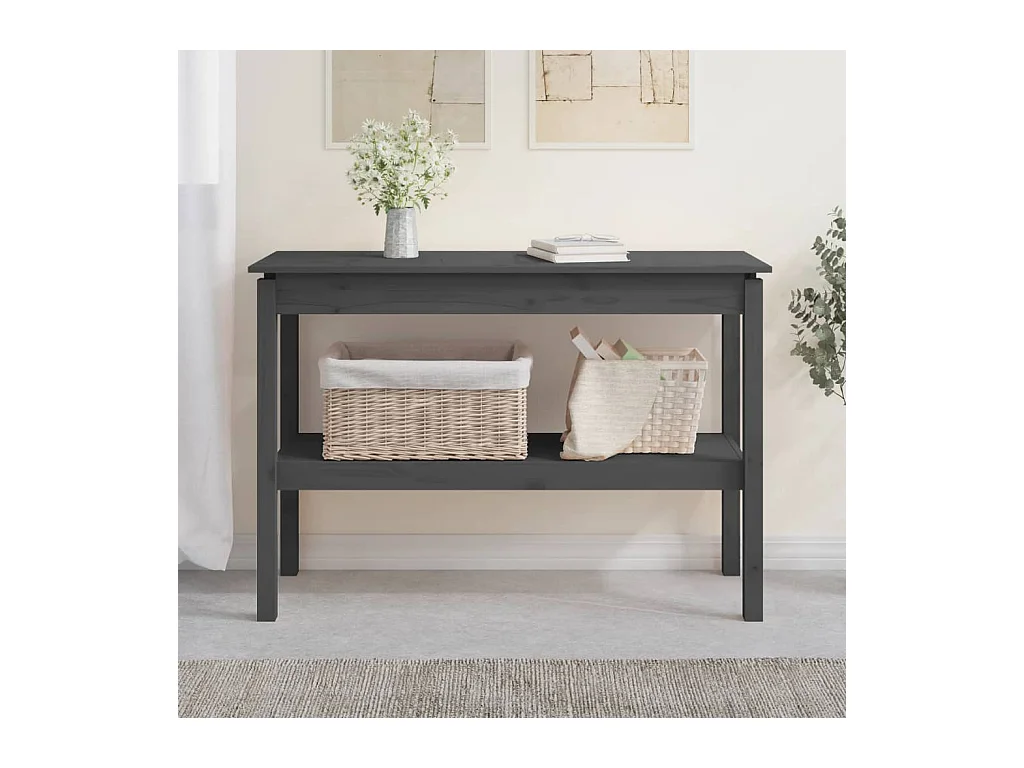 Table console Gris 110x40x75 cm Bois de pin solide