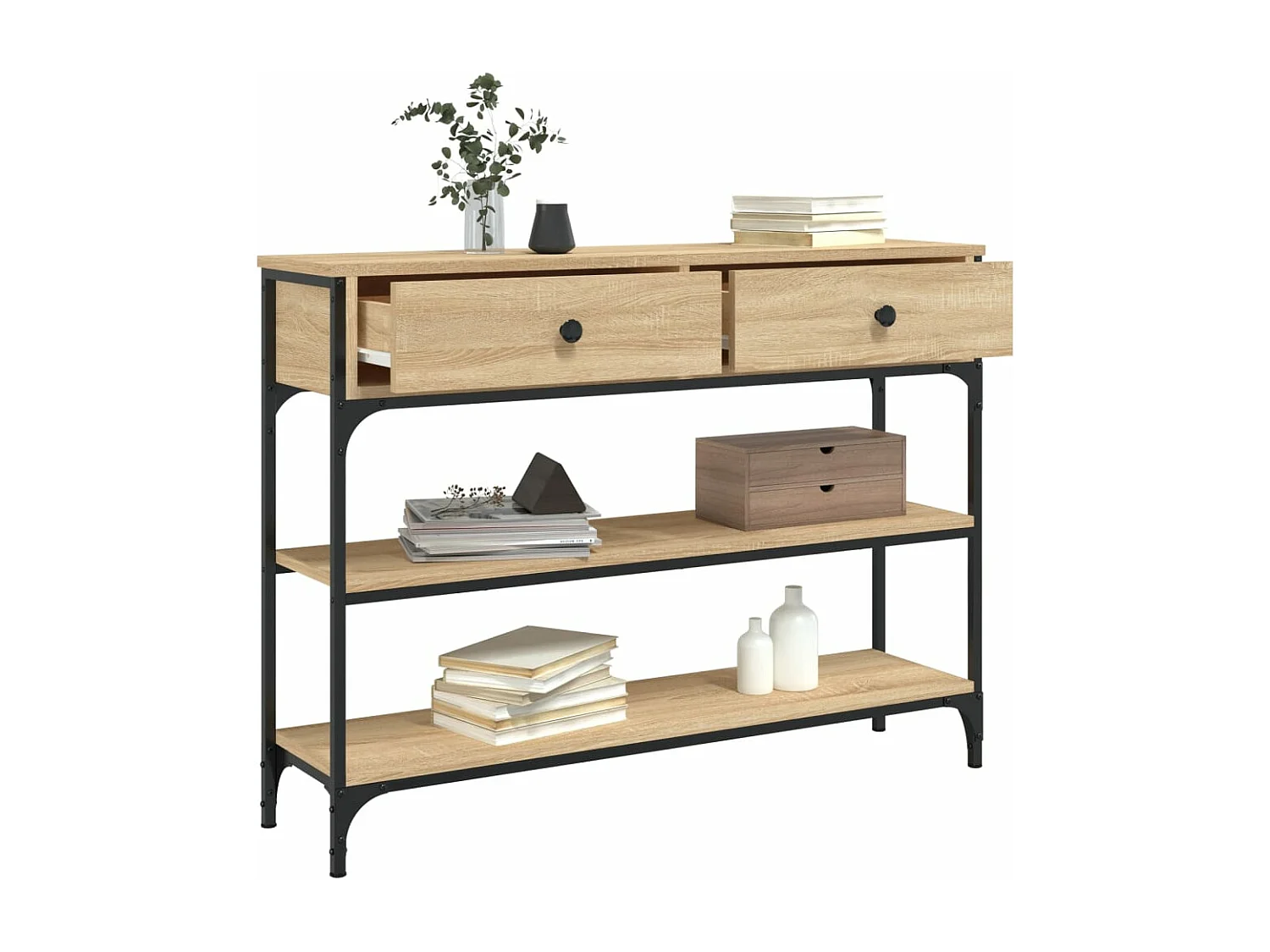 Mesa consola roble Sonoma 100x25x75 cm madera contrachapada