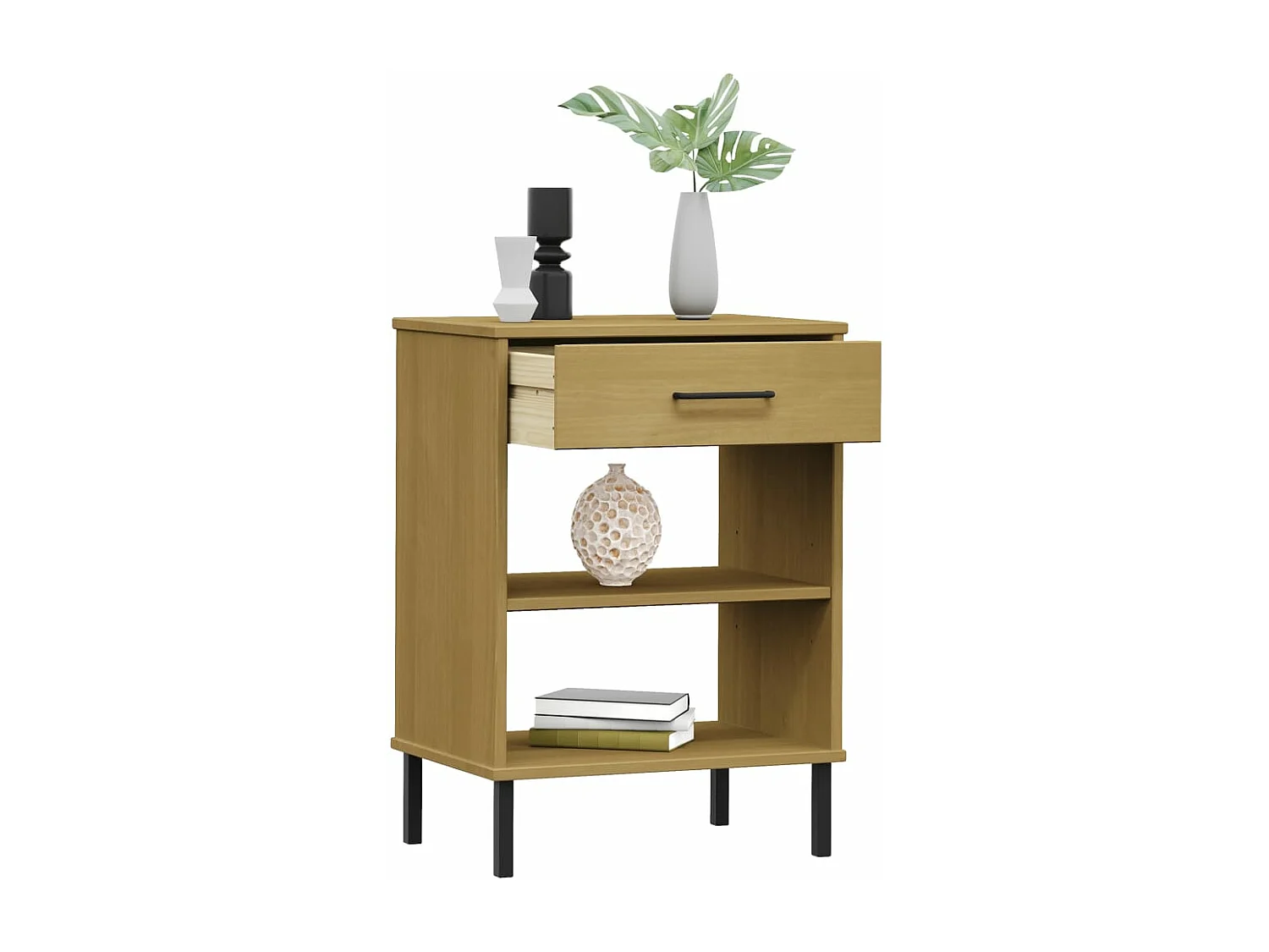 Konsolenschrank mit Metallbeinen Braun Massives Kiefernholz OSLO