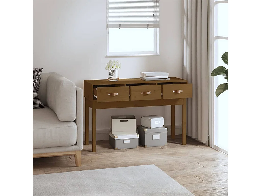 Table console Marron miel 114x40x75 cm Bois massif de pin