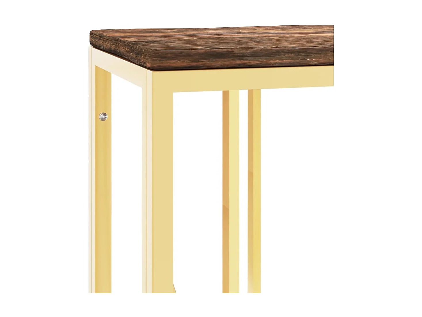 Table console doré acier inoxydable et bois massif récupération