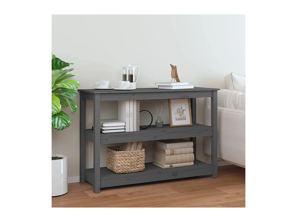 Table console Gris 110x40x74 cm Bois massif de pin