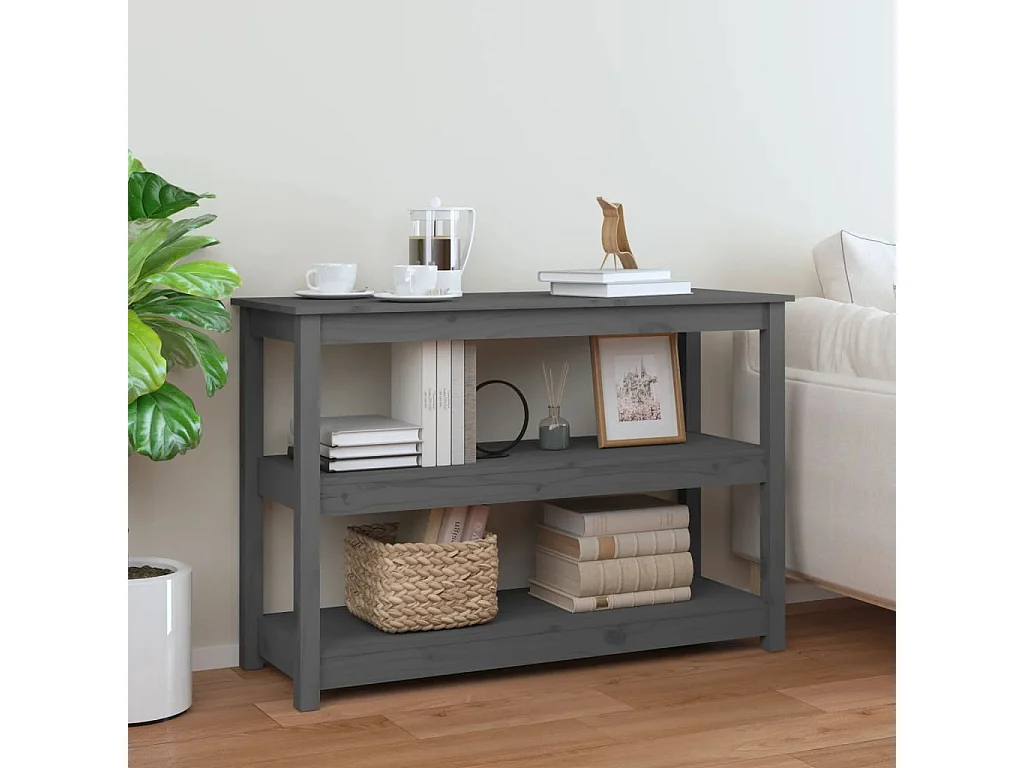 Table console Gris 110x40x74 cm Bois massif de pin