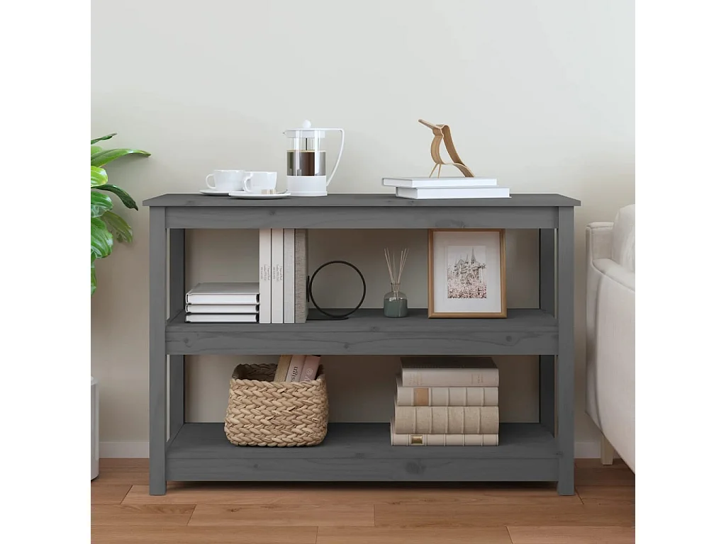 Table console Gris 110x40x74 cm Bois massif de pin