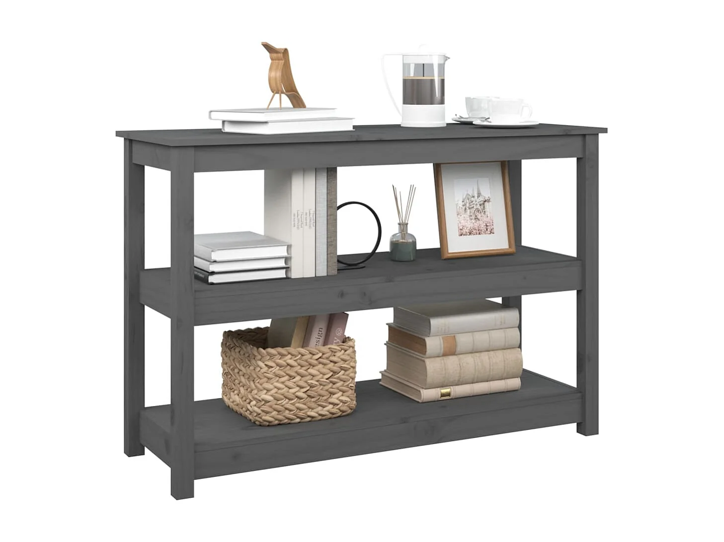 Table console Gris 110x40x74 cm Bois massif de pin