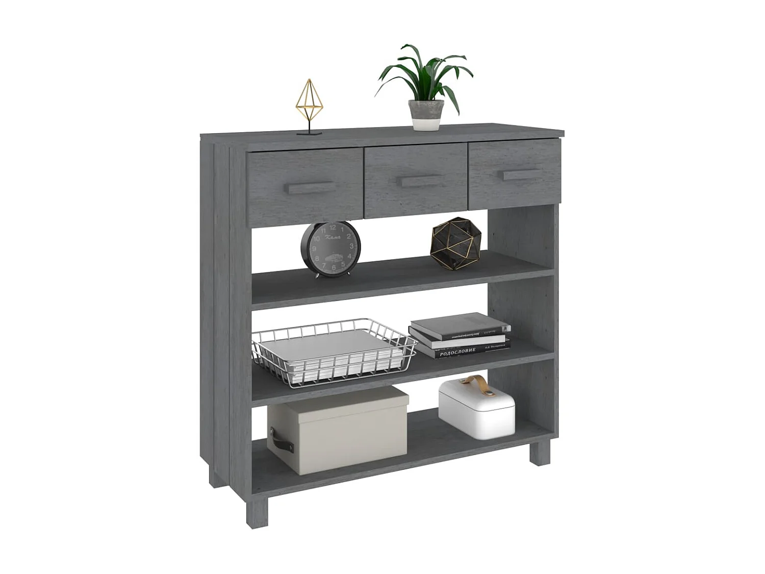 Mesa consolas HAMAR Cinzento escuro 90x35x90 cm Madeira maciça de pinho