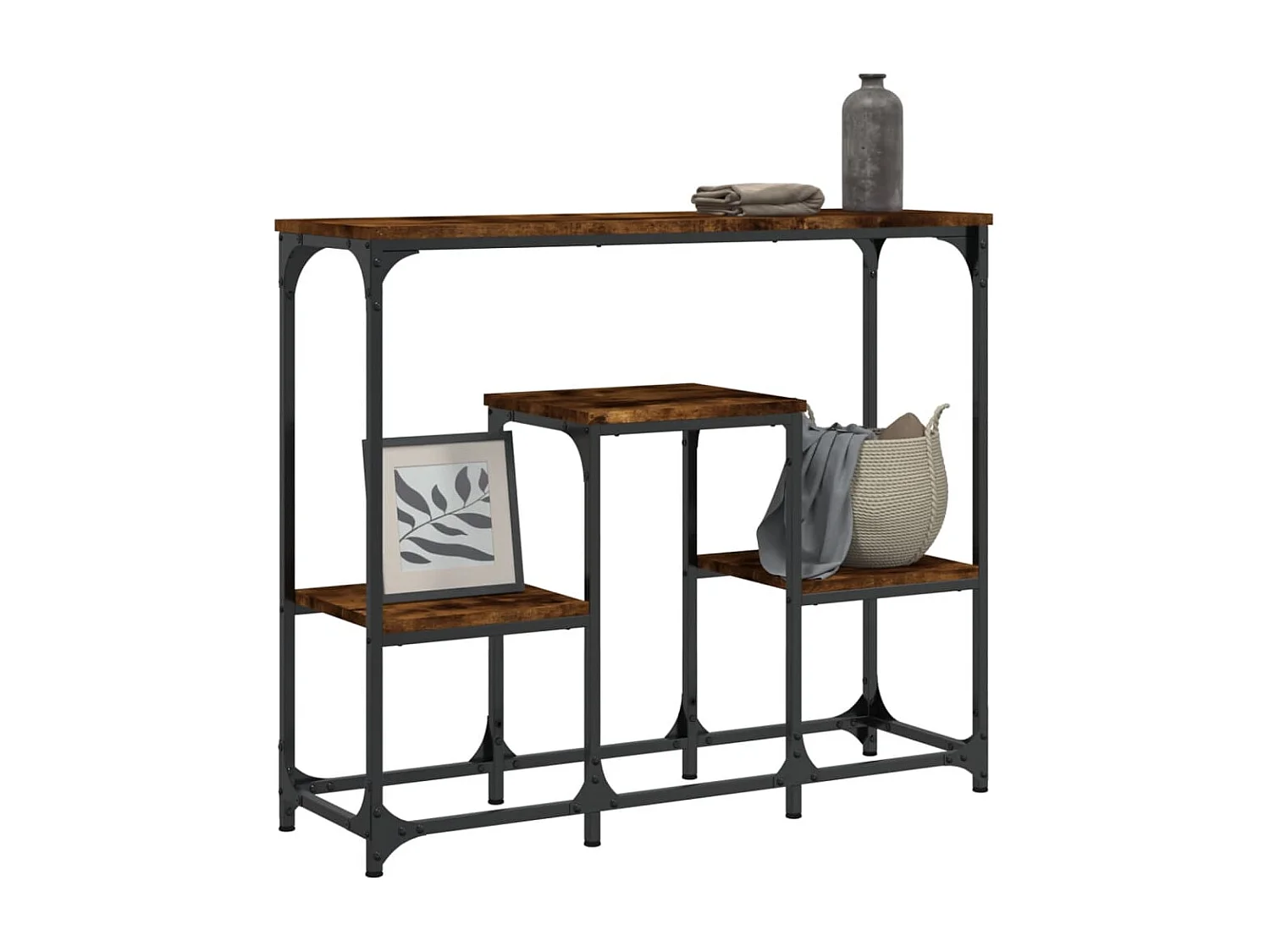 Table console chêne fumé 89,5x28x76 cm bois d'ingénierie