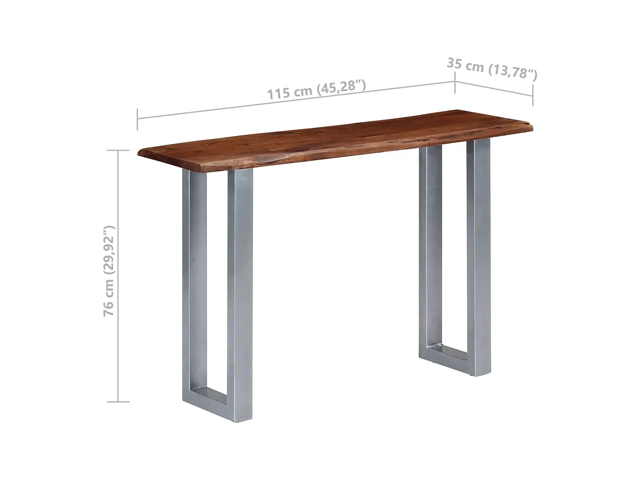 Consolle 115 x 35 x 76 cm Legno massello di acacia e ferro