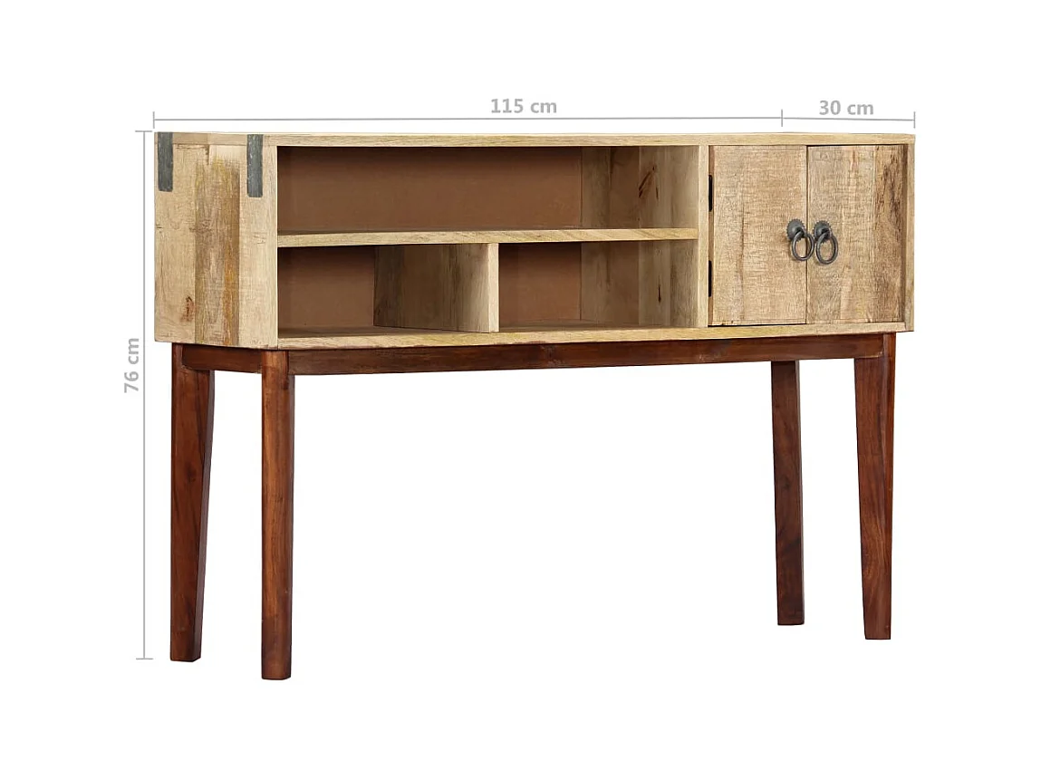 Consoletafel 115x30x76 cm Ruw massief mangohout