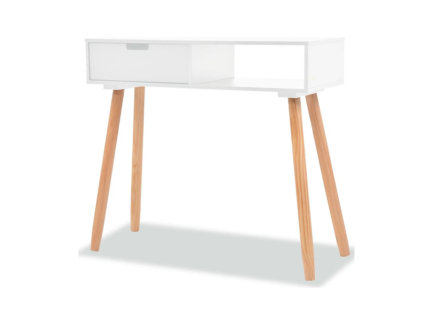 Table console Bois de pin massif 80 x 30 x 72 cm Blanc