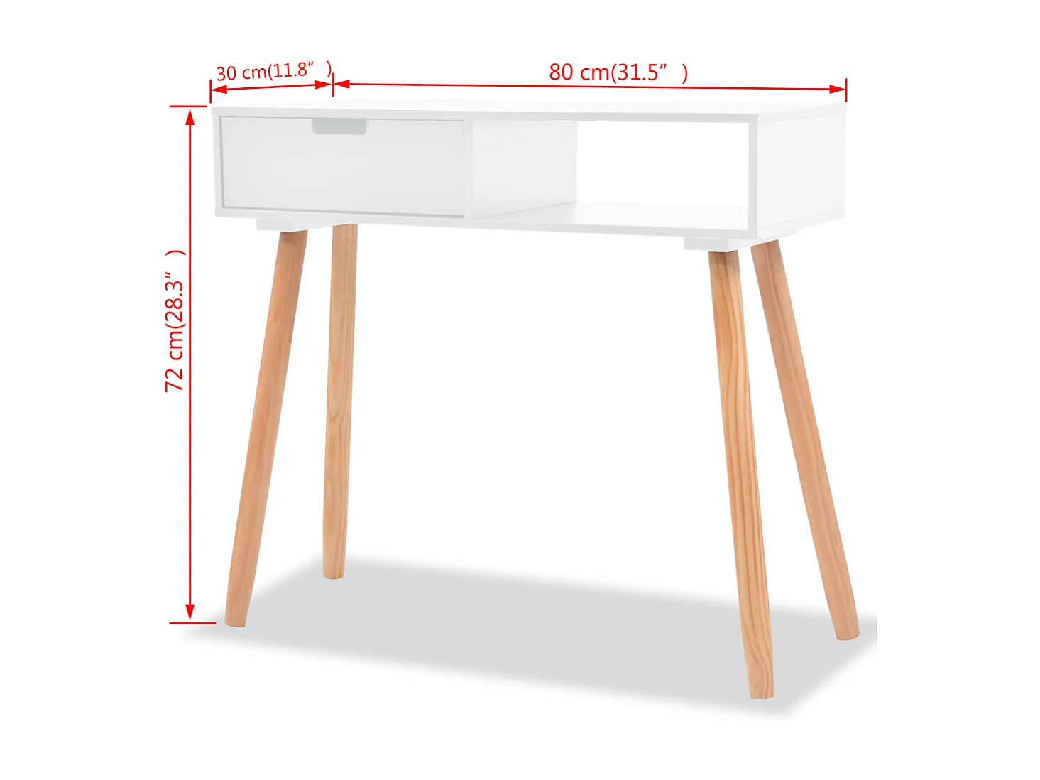 Consoletafel Massief grenenhout 80 x 30 x 72 cm Wit