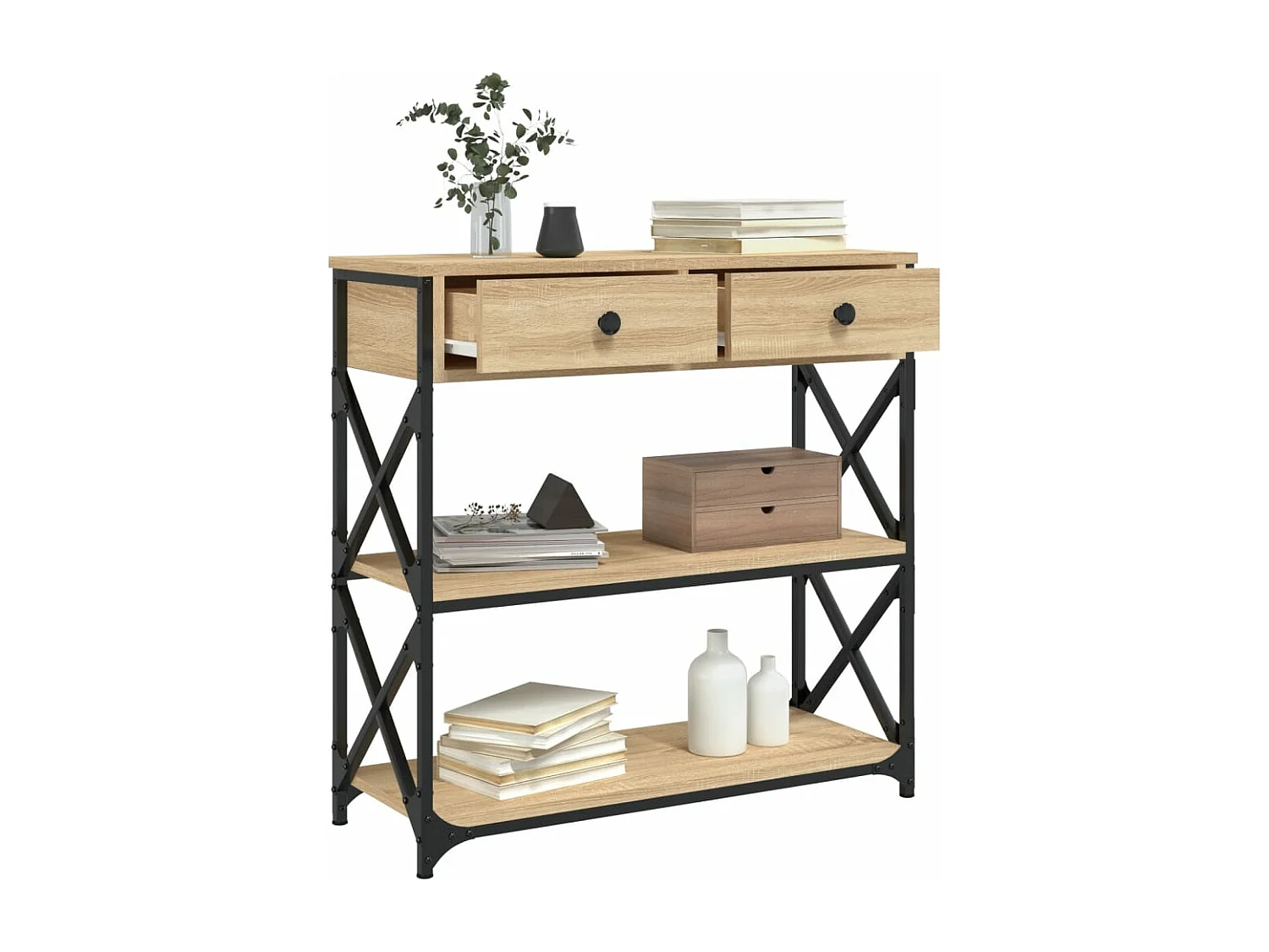 Konsolentisch aus Sonoma-Eiche, 75 x 28 x 75 cm, Holzwerkstoff