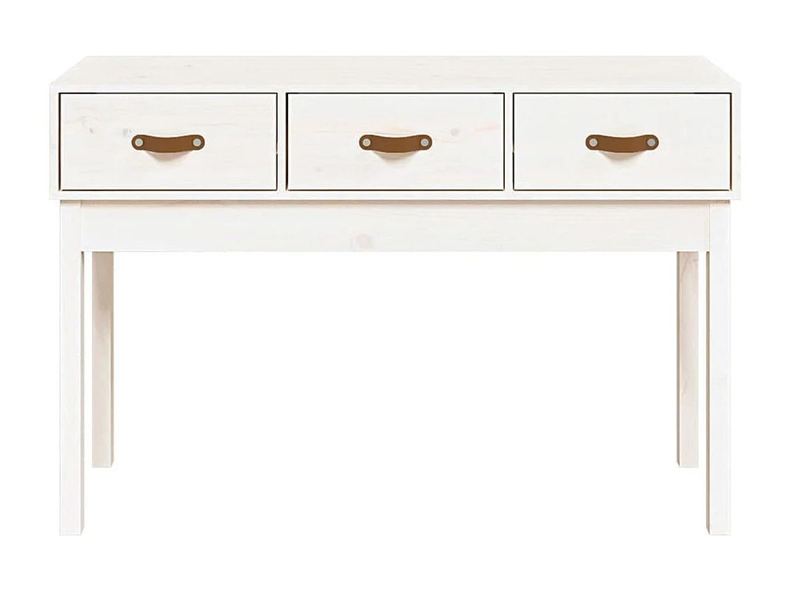 Tavolo consolle Bianco 114x40x75 cm Legno di pino massiccio