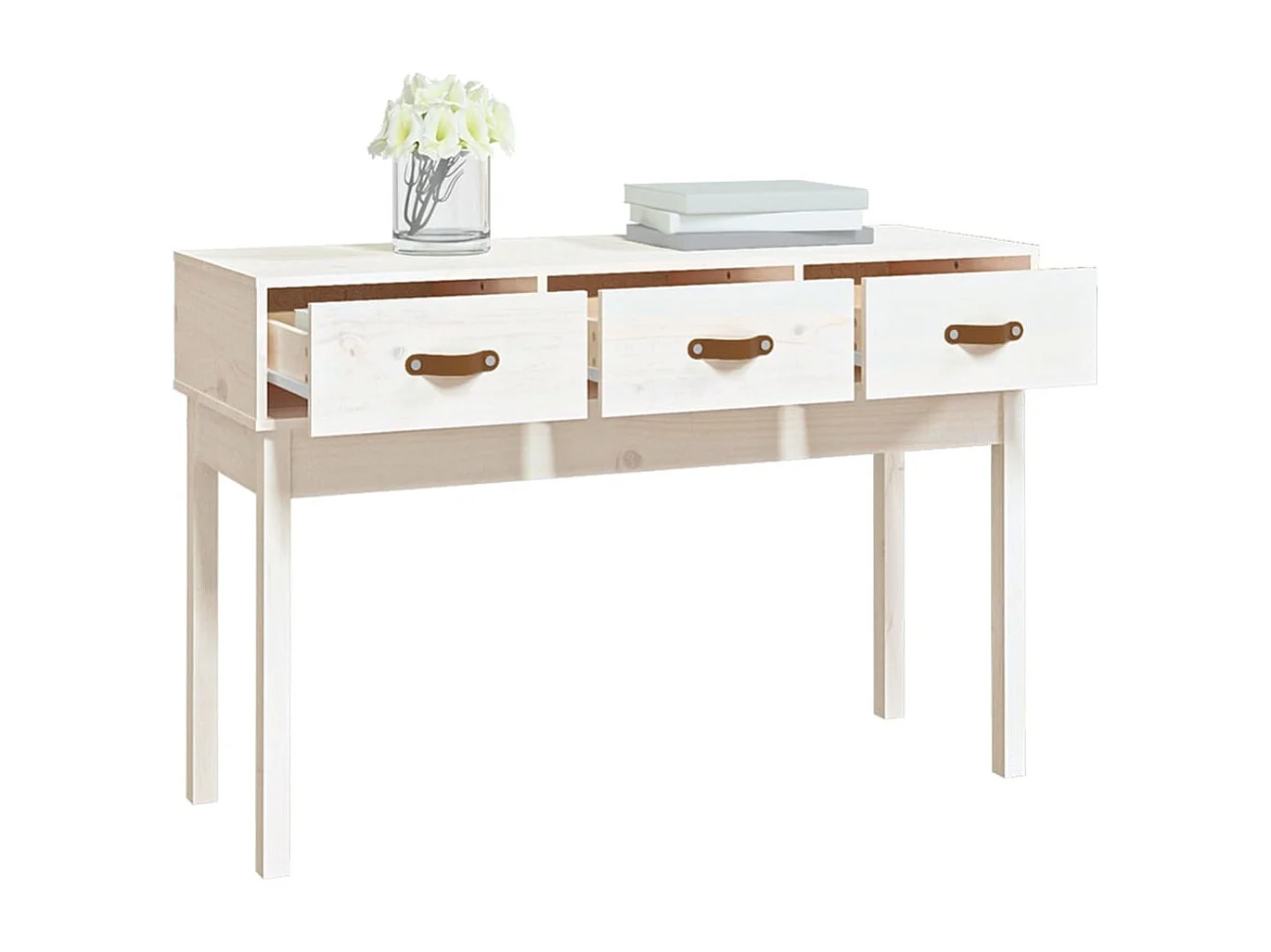 Konsolentisch Weiß 114x40x75 cm Massives Kiefernholz