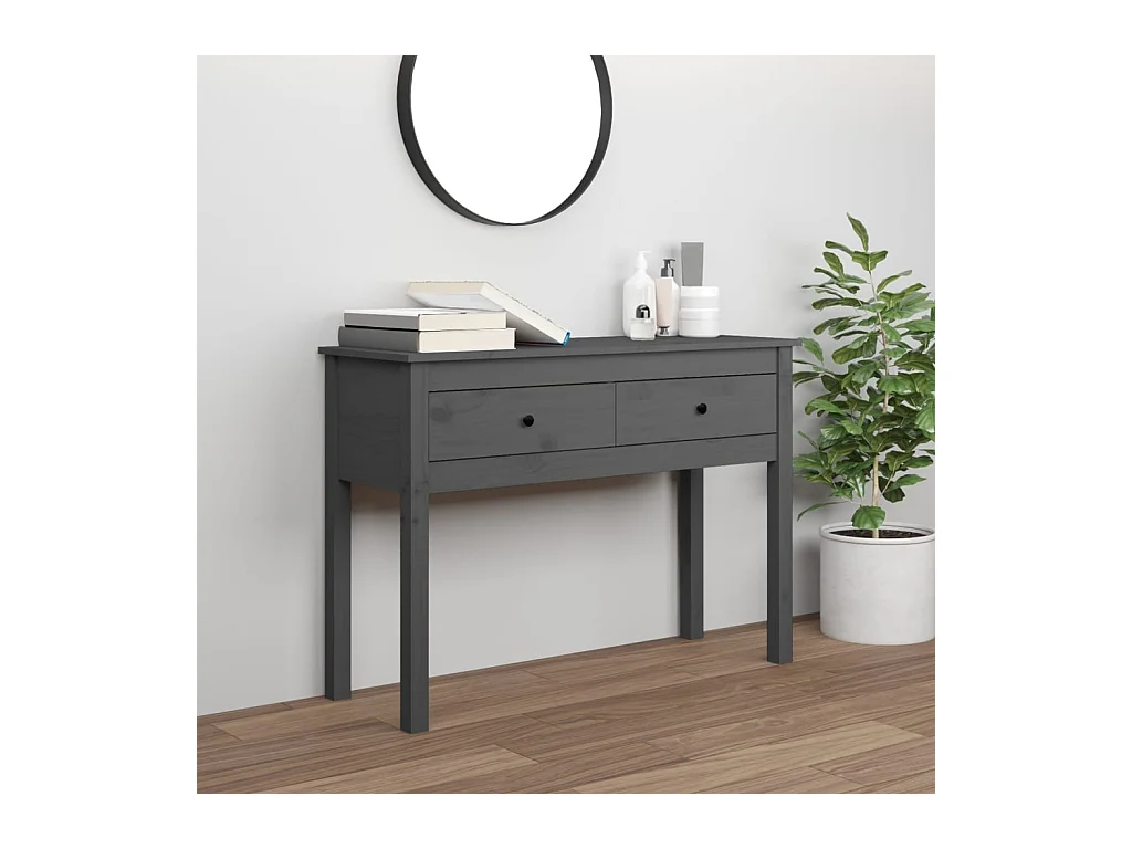 Table console Gris 100x35x75 cm Bois massif de pin