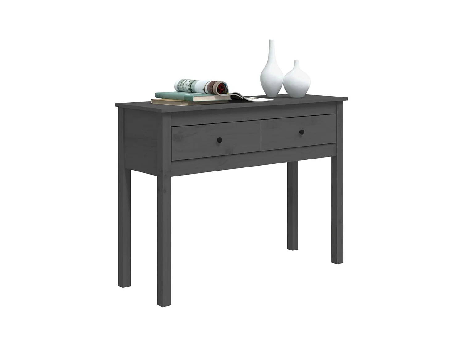 Table console Gris 100x35x75 cm Bois massif de pin