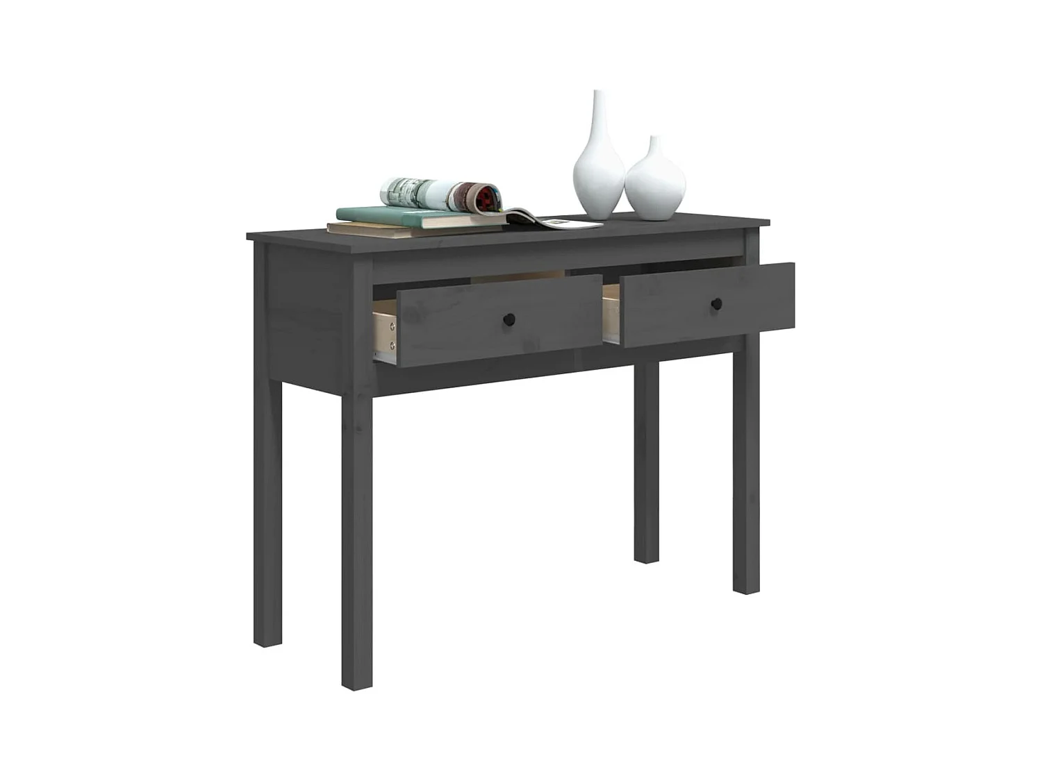 Table console Gris 100x35x75 cm Bois massif de pin