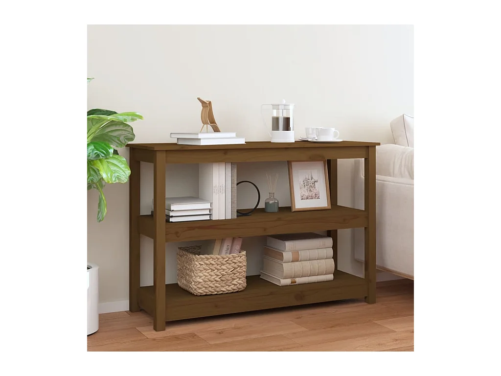Table console Marron miel 110x40x74 cm Bois massif de pin
