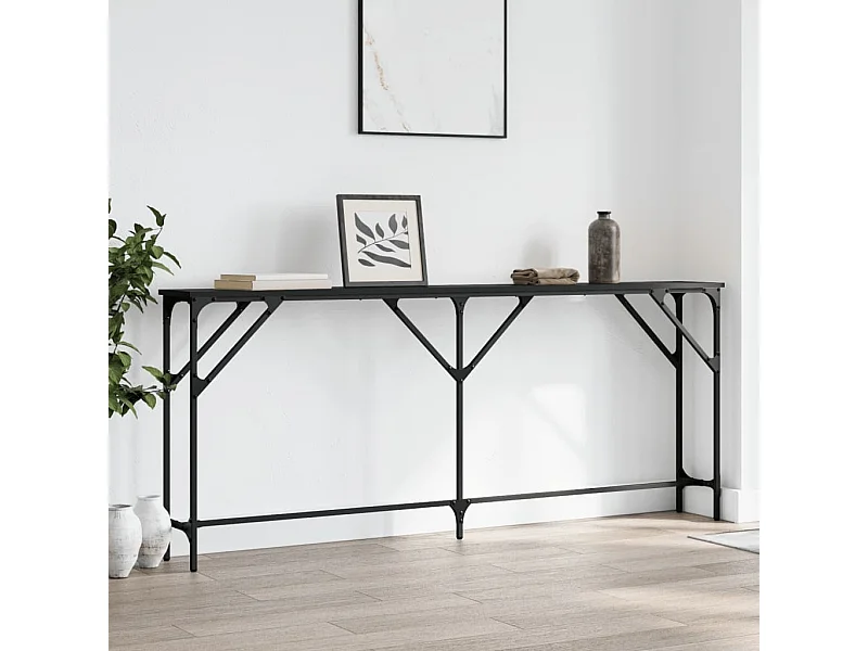 Table console noir 180x23x75 cm bois d'ingénierie