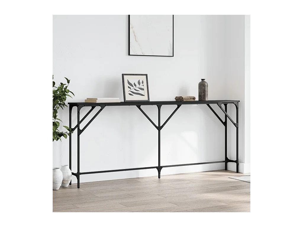 Table console noir 180x23x75 cm bois d'ingénierie