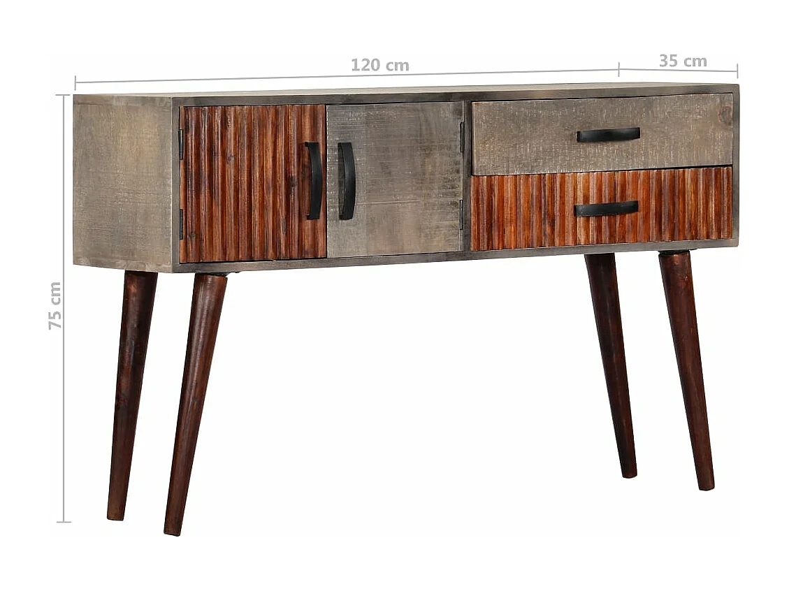 Consolle Grigia 120x35x75 cm Legno massello di mango grezzo